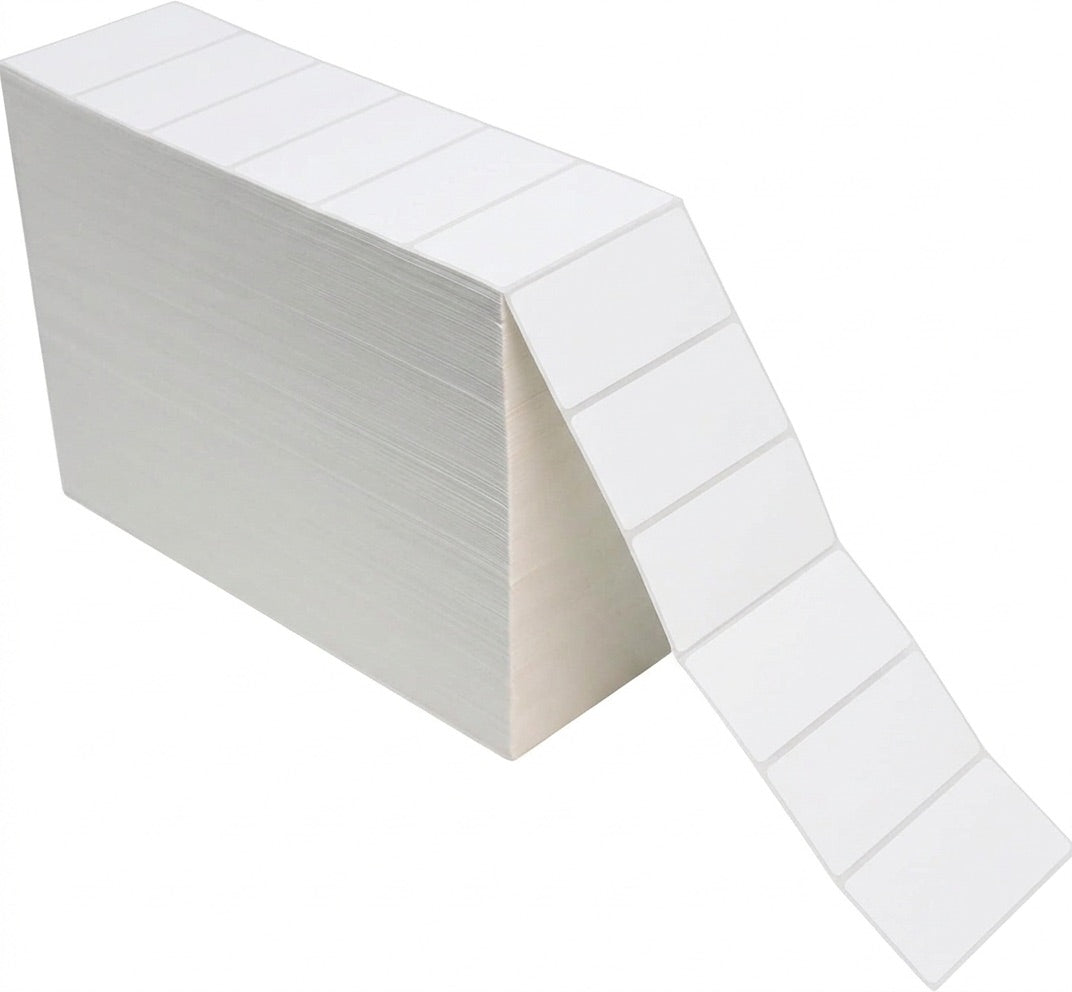 4" x 2" White Direct Thermal Fanfold Labels – 2 Stacks of 6,000 Labels