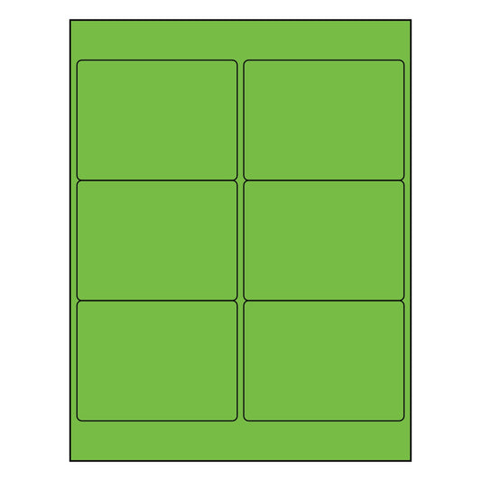 4" x 3.33" Sheet Labels | 6 UP | Fluorescent Green | 1,000 Pack