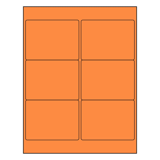 4" x 3.33" Sheet Labels | 6 UP | Fluorescent Orange | 1,000 Pack