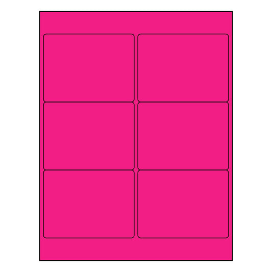 4" x 3.33" Sheet Labels | 6 UP | Fluorescent Pink | 1,000 Pack
