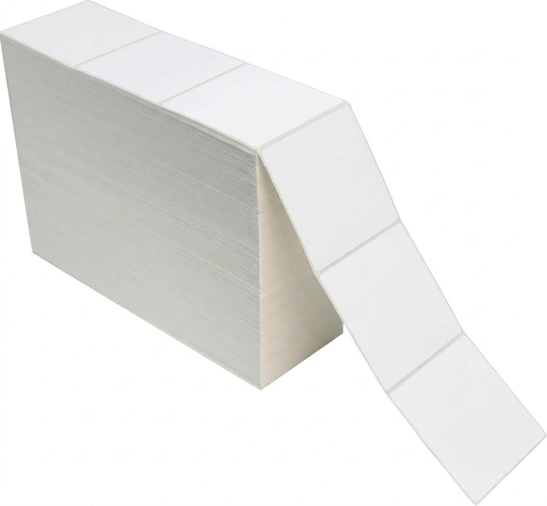 4" x 4" White Direct Thermal Fanfold Labels – 2 Stacks of 3,000 Labels