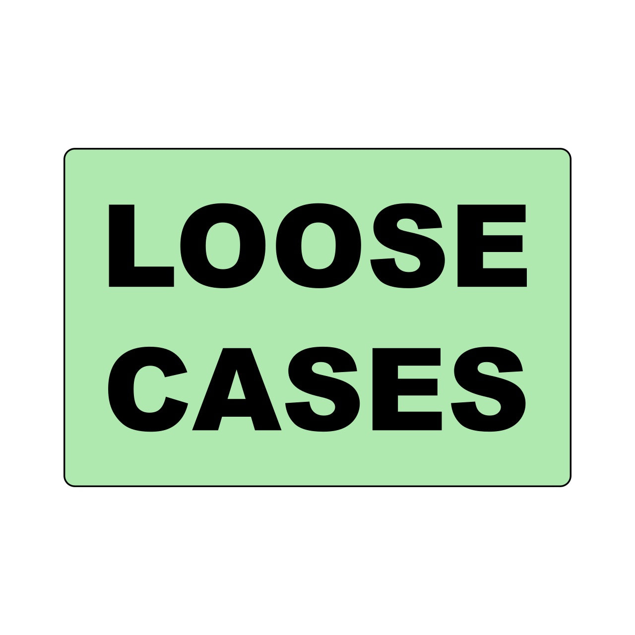 4" x 6" Floodcoat Green "LOOSE CASES" Labels | Fanfold | Perforated | 2 Stacks