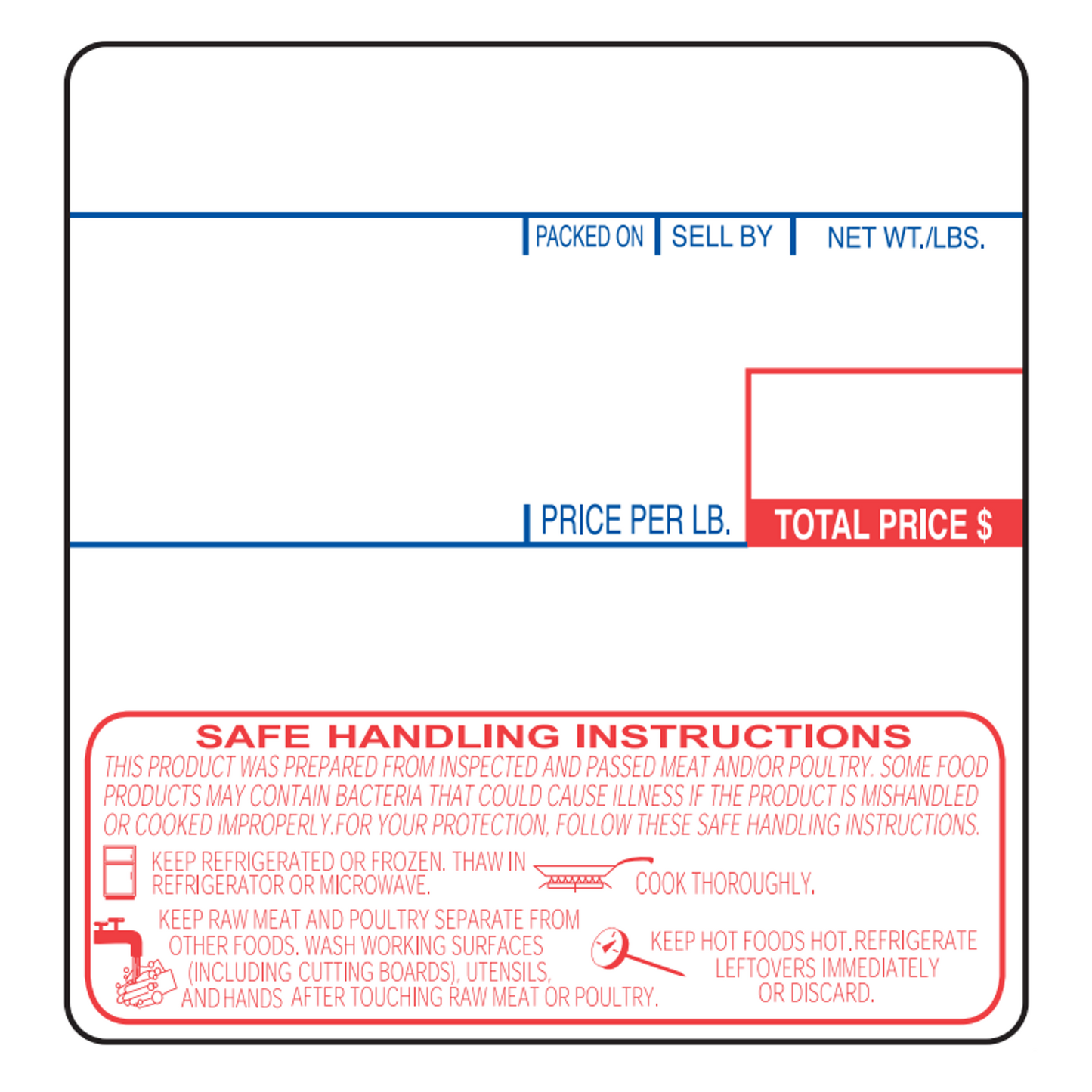 58mm x 60mm CAS UPC/Safe Handling Scale Labels for LP-1000, LP-II, CL5000, CL5500, CL7200 (LST-8040) | 12 Pack