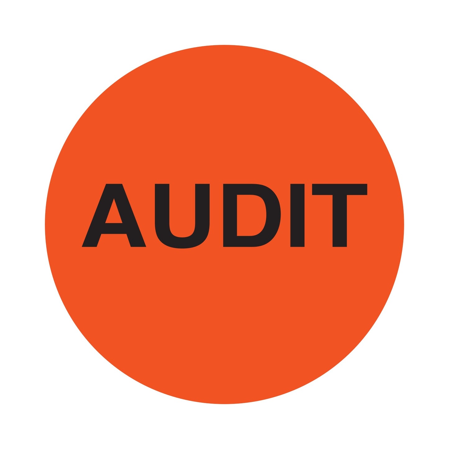 4.5" Circle, Floodcoat Orange "AUDIT" | 500 Labels per roll, 8 rolls