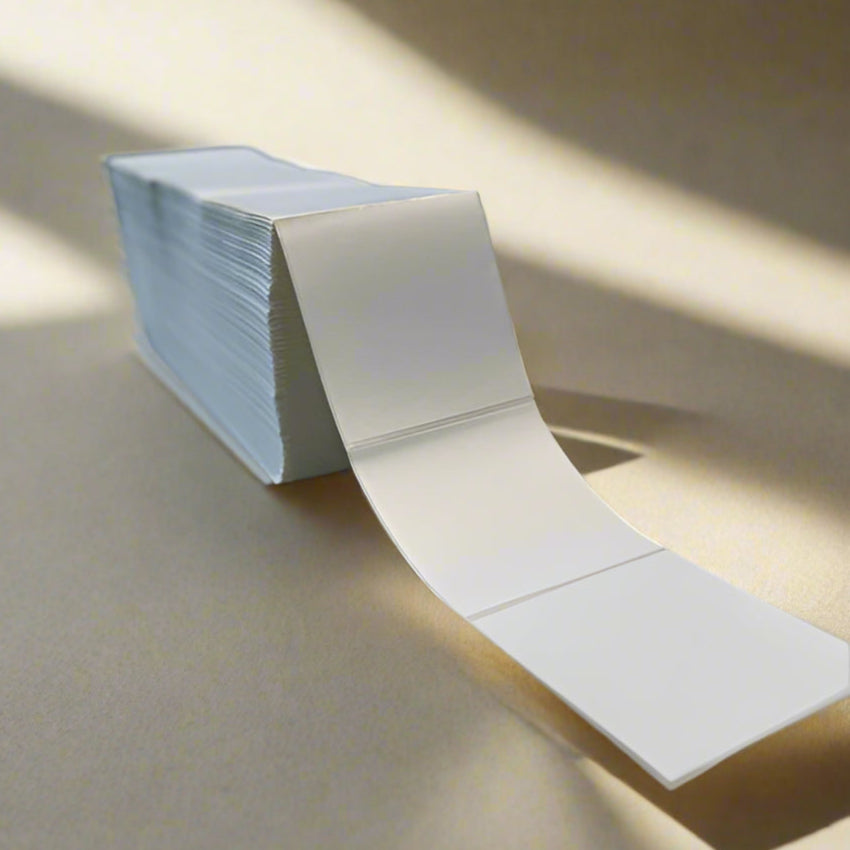 4" x 4" Synthetic Fanfold Labels - Square Corners | 2,500 Stack | 3 Pack
