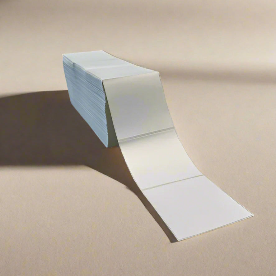 4" x 4" Synthetic Fanfold Labels - Square Corners | 2,500 Stack | 3 Pack