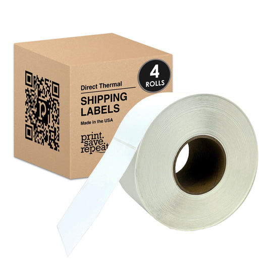 4" x 6" White Direct Thermal Labels on 3" Core – 4 Rolls of 1,000 Labels