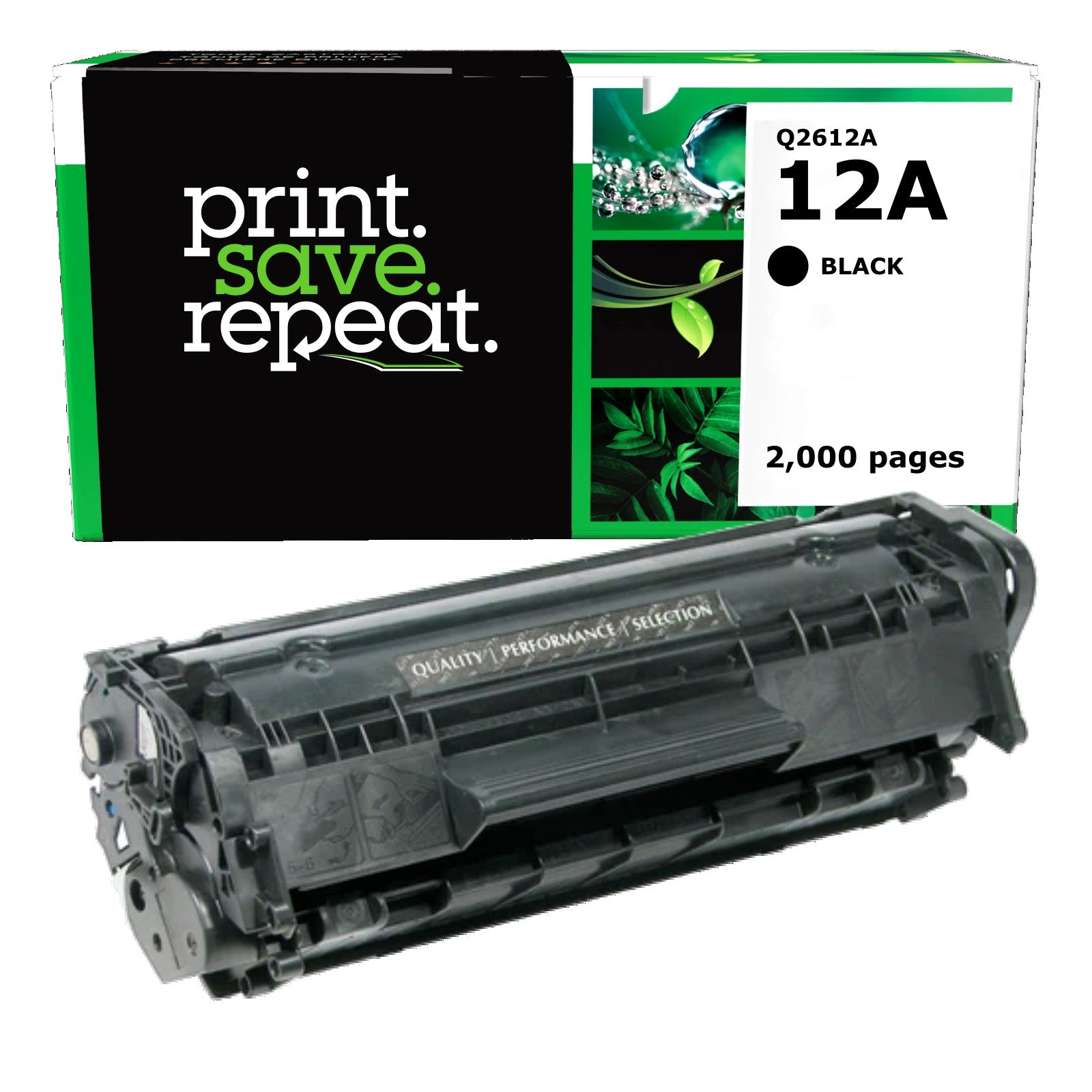 HP 12A (Q2612A) Remanufactured Toner Cartridge [2,000 Pages 