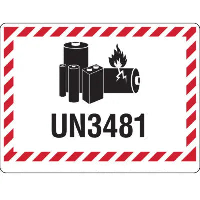 4" x 4" UN 3481 Lithium Battery Warning Labels Red/Black | 500 Roll | 1 Pack