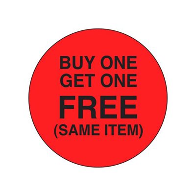 Buy 1 Get 1 Free (Same Item) Label
