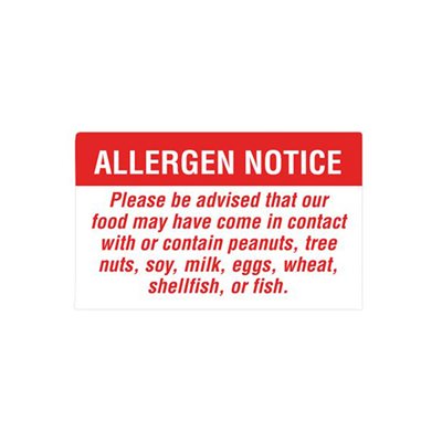 Allergen Notice Label