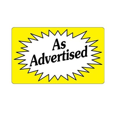 As Advertised (in Burst) Label