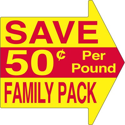 Save Family Pack 50¢ per Pound Label