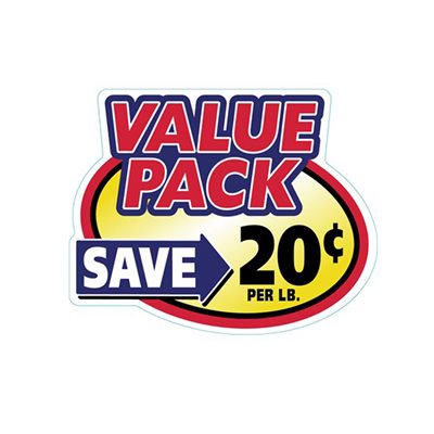 Value Pack Save 20¢ Label