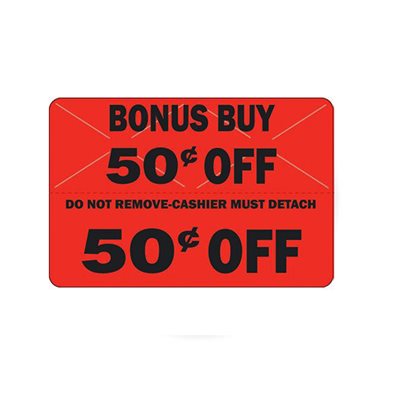 Bonus Buy - 50¢ Off (tearoff) Label