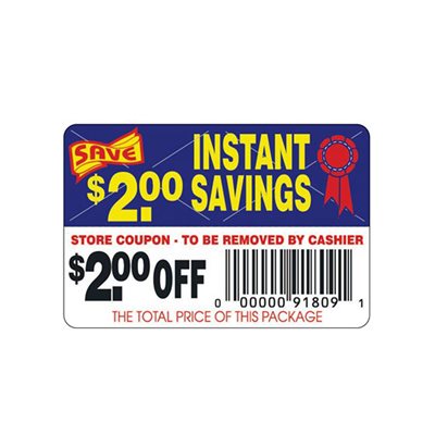Instant Savings-$2.00 Off (tearoff) Label
