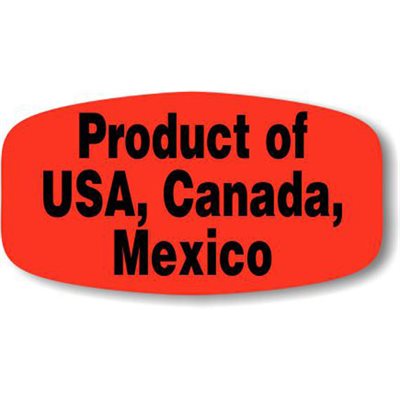 Product of USA, Canada, Mexico Label