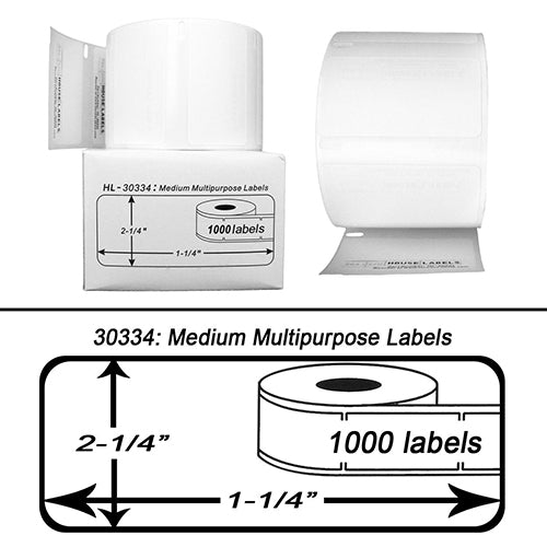 2-1/4" x 1-1/4" (57mm x 32mm) Dymo LabelWriter Medium Multipurpose Labels | 1000 Labels | 1 Roll (30334)