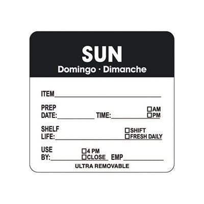 Sun Domingo Dimanche Prep / Use By Label