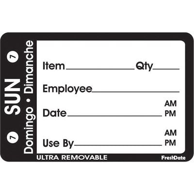 Day of the Week Sun 7 Domingo Dimanche Label