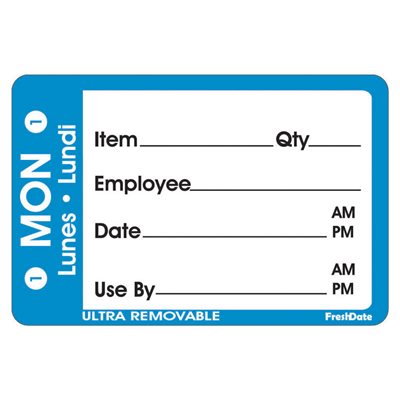 Day of the Week Mon 1 Lunes / Lundi Label