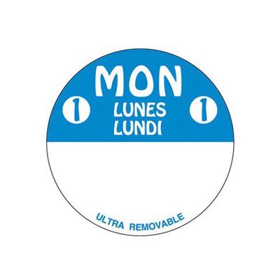 Mon 1 Lunes Lundi Label