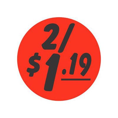 2 / $1.19 Bullseye Label