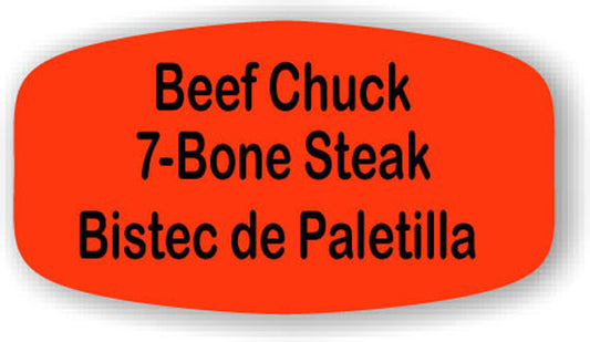 Beef Chuck 7-Bone / Bistec de Paletilla Label | Roll of 1,000
