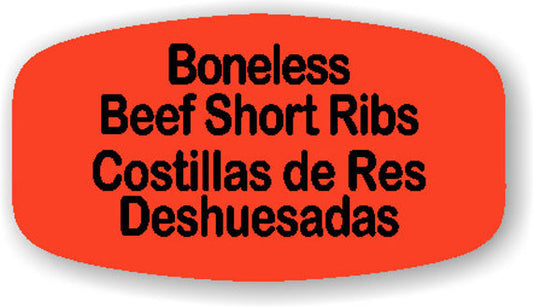 Boneless Beef Short Ribs / Costillas de Res Deshuesadas Label | Roll of 1,000