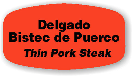 Thin Pork Steak / Delgado Bistec de Puerco Label | Roll of 1,000