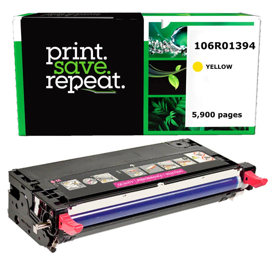 Xerox 106R01394, 106R01390 Yellow High Yield Remanufactured Toner Cartridge [5,900 Pages]