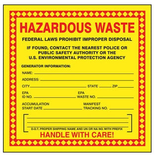 6" x 6" Hazardous Waste [California Only] Yellow/Red | Pack of 25 labels