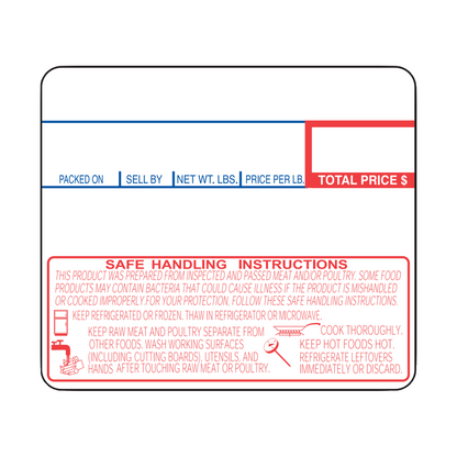 58mm x 50mm CAS Scale Labels Safe Handling for LP-1000, LP-II, CL5000, CL5500, CL7200 (LST-8030) | 12 Pack