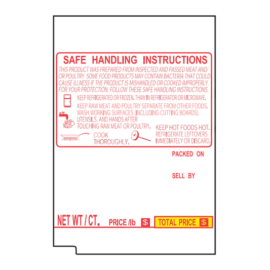 48mm x 68.8mm Tec Scale Labels | 400 Roll | 16 Pack | Safe Handling | Red