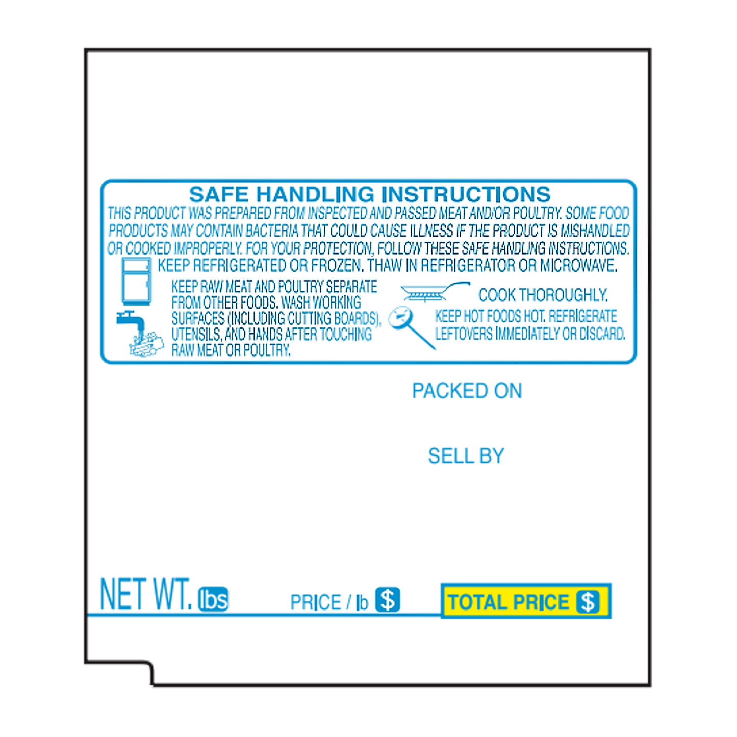 57mm x 63.5mm Tec Scale Labels | 450 Roll | 16 Pack | Safe Handling | Blue