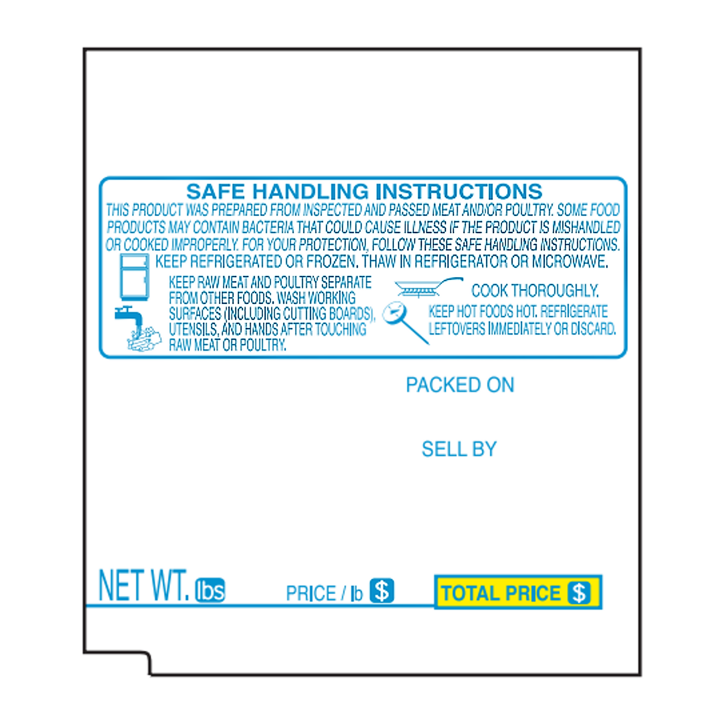 TEC Scale Labels 57mm x 63.5mm Blue Safe Handling – 16 Rolls of 450