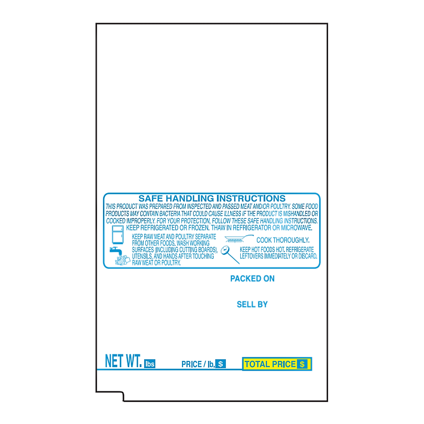 57mm x 92.8 mm Tec Scale Labels | 300 Roll | 16 Pack | Safe Handling | Blue
