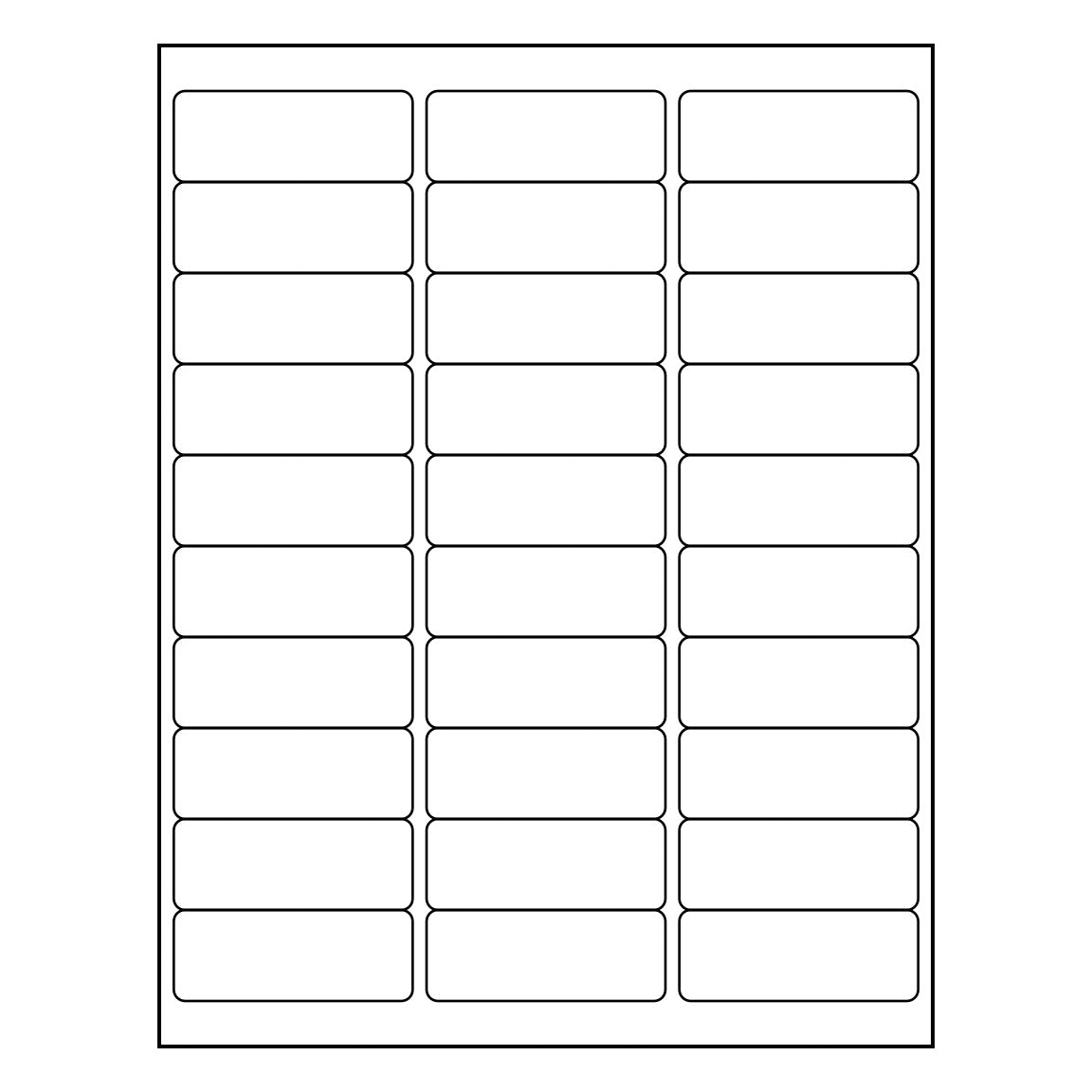 2.625" x 1" Sheet Labels | 30 UP | 1,000 Pack