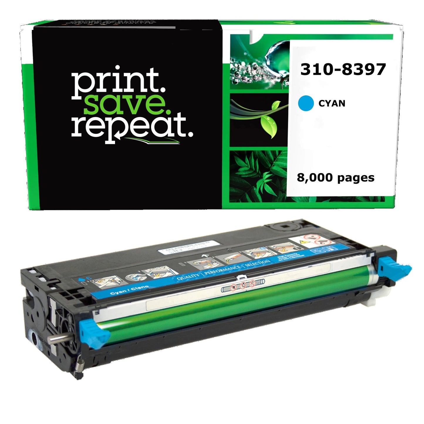 Dell 310-8397, XG722, 310-8398, XG726, 310-8094, 310-8095 Cyan High Yield Remanufactured Toner Cartridge [8,000 Pages]