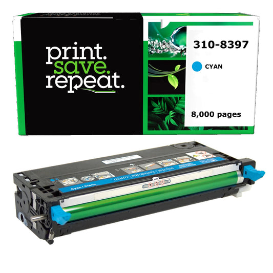 Dell 310-8397, XG722, 310-8398, XG726, 310-8094, 310-8095 Cyan High Yield Remanufactured Toner Cartridge [8,000 Pages]