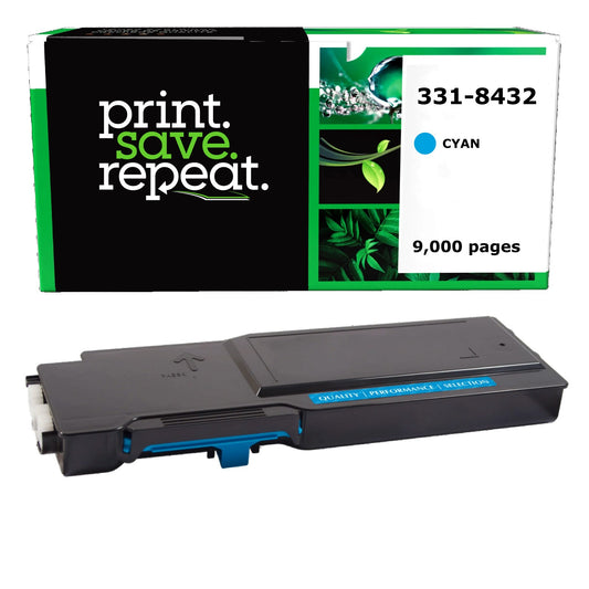 Dell 331-8432, 1M4KP, 331-8428, 9FY32 Cyan High Yield Remanufactured Toner Cartridge [9,000 Pages]