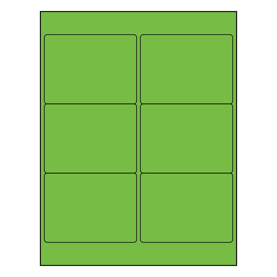4" x 3.33" Sheet Labels | 6 UP | Fluorescent Green | 1,000 Pack