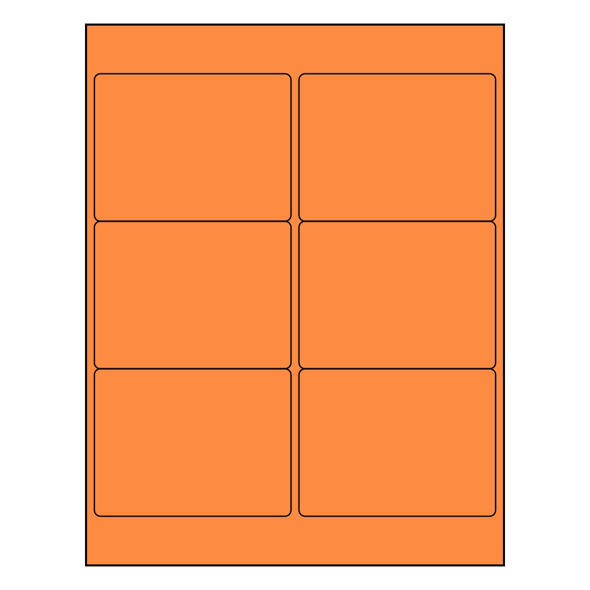 4" x 3.33" Sheet Labels | 6 UP | Fluorescent Orange | 1,000 Pack