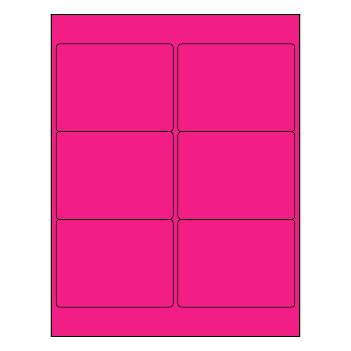 4" x 3.33" Sheet Labels | 6 UP | Fluorescent Pink | 1,000 Pack