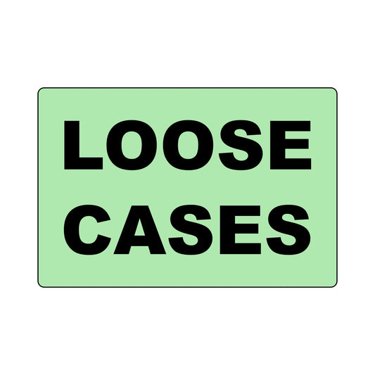 4" x 6" Floodcoat Green "LOOSE CASES" Labels | Fanfold | Perforated | 2 Stacks