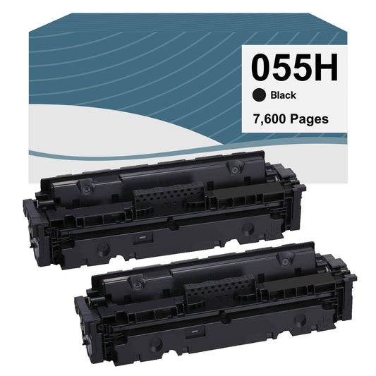 Canon 055H Black High Yield Compatible Toner Cartridge [7,600 Pages] - 2 Pack