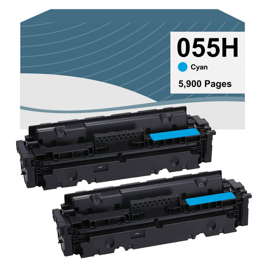 Canon 055H Cyan High Yield Compatible Toner Cartridge [5,900 Pages] - 2 Pack