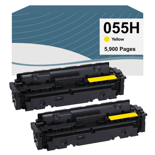Canon 055H Yellow High Yield Compatible Toner Cartridge [5,900 Pages] - 2 Pack