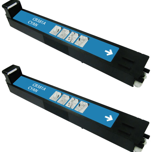 HP CB381A (823A) Cyan Compatible Toner Cartridge [21,000 pages] 2-Pack