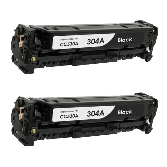 HP CC530A (304A) Black Compatible Toner Cartridge [3,500 pages] 2-Pack